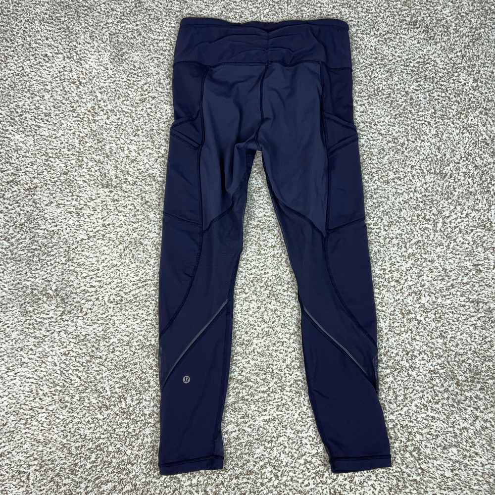 Lululemon Pants Womens 8 Blue Ankle Leggings Mesh Pockets Running Gym Workout - Picture 14 of 14